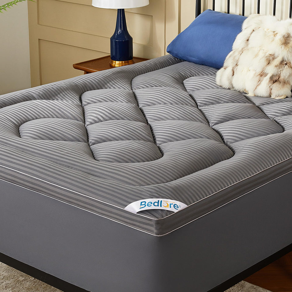BEDLORE Queen Mattress Topper close-up of thick pillow top for plush comfort