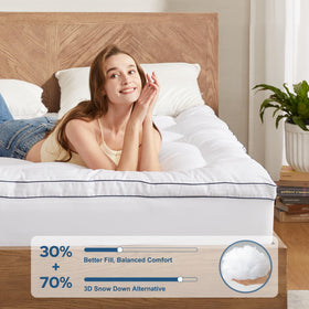 BEDLORE Queen Topper pillow-top detail highlights enhanced cushioning for nightly comfort.