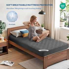 BEDLORE quilted design mattress protector for comfortable, breathable sleeping surface