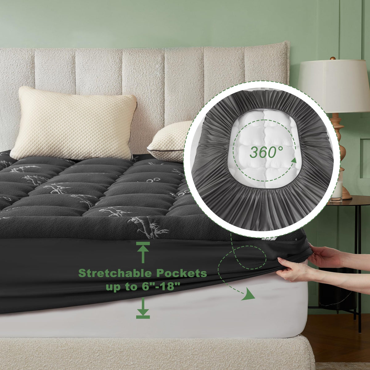 BEDLORE RV Queen Topper fits 6- to 15-inch mattresses with a flexible skirt