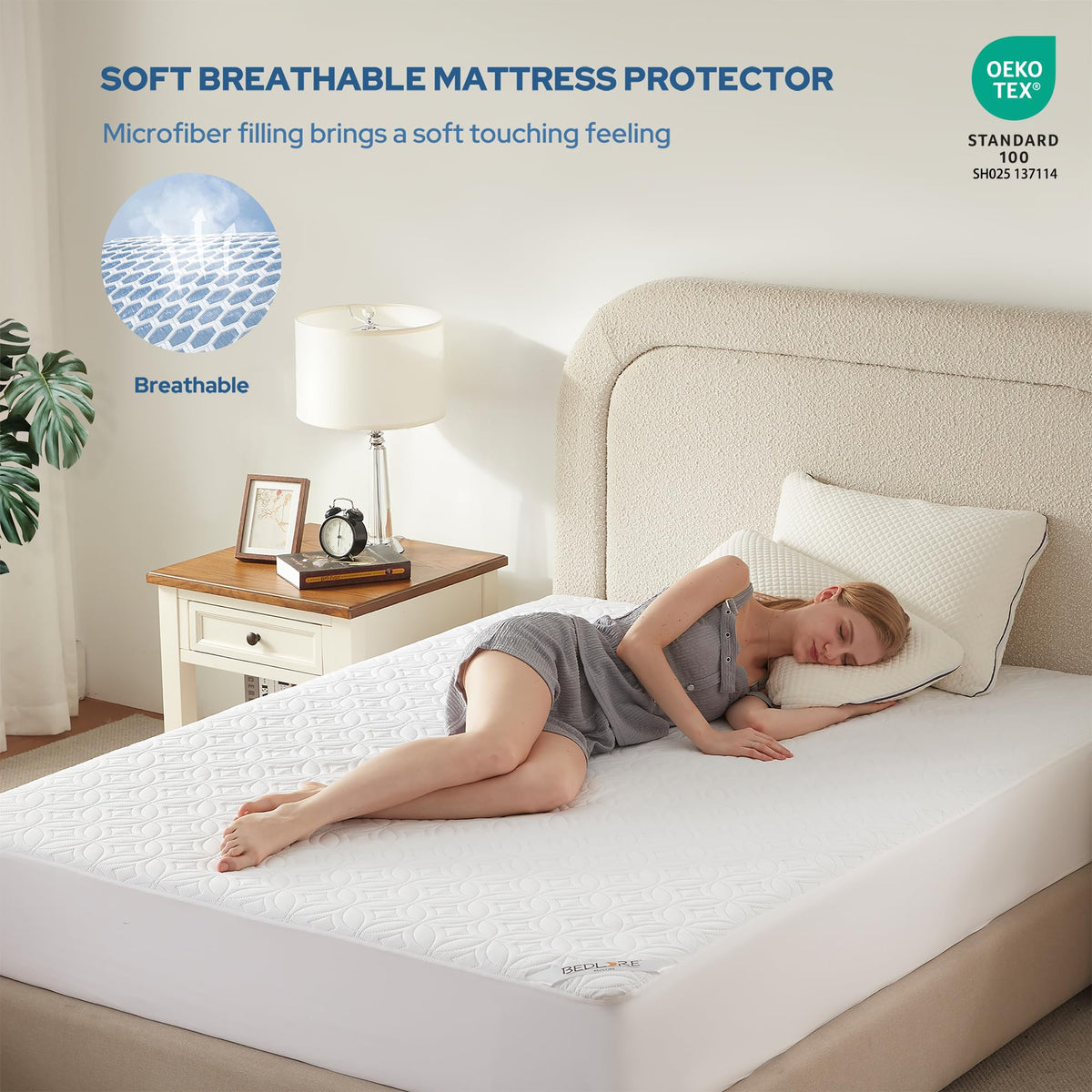 BEDLORE TPU waterproof layer guards against sweat and spills