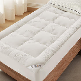 BEDLORE Twin XL Topper with soft pillow top enhances dorm bed comfort.