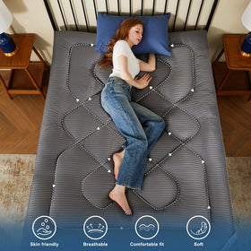 BEDLORE Vacuum-packaged topper showing thin initial look and fluff potential