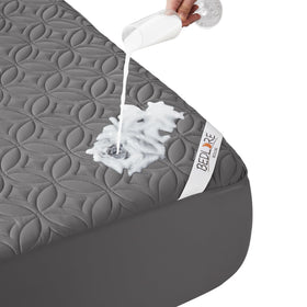 BEDLORE waterproof mattress protector full size showing snug fit and liquid protection