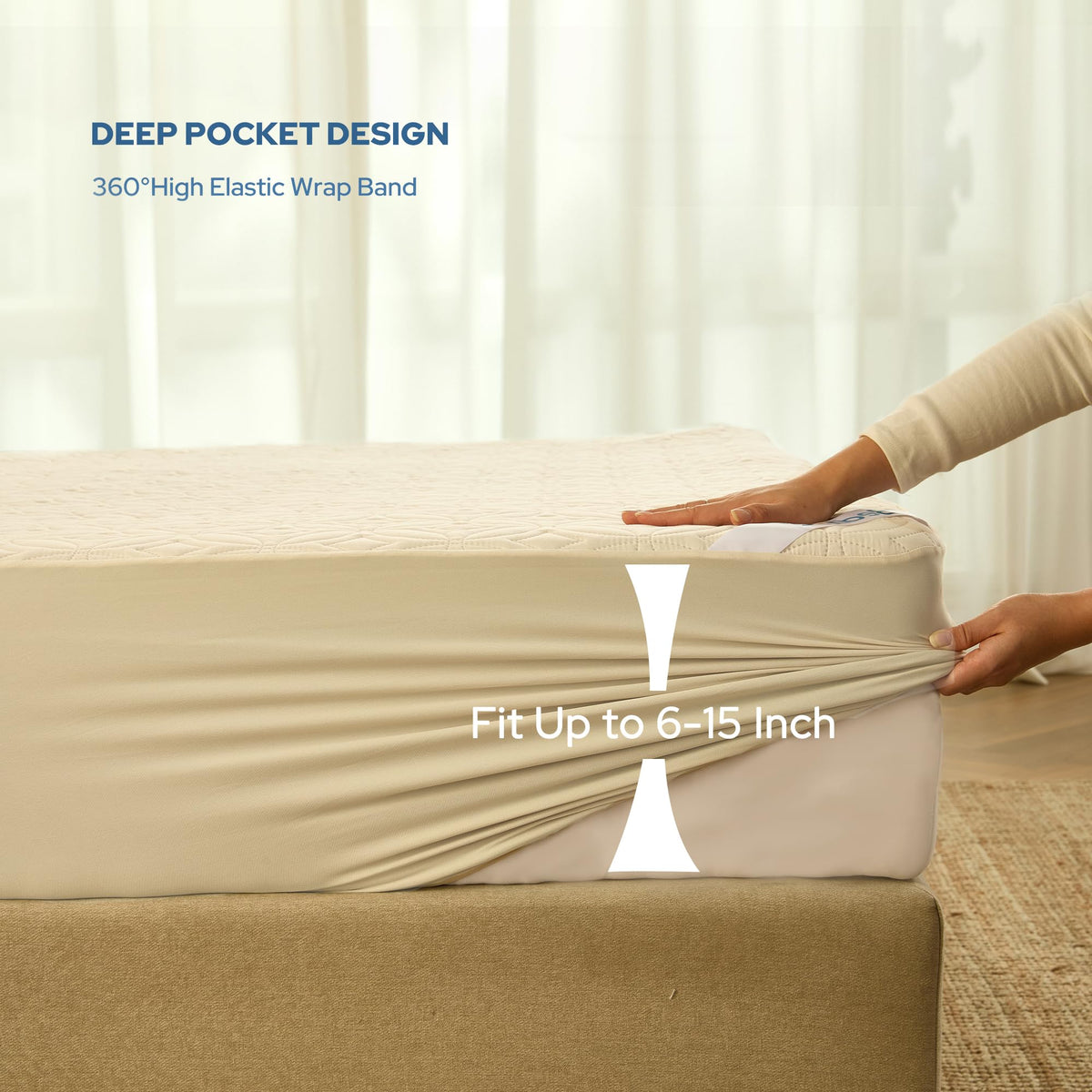 BEDLORE king protector with deep-pocket up to 18 inches fits securely.