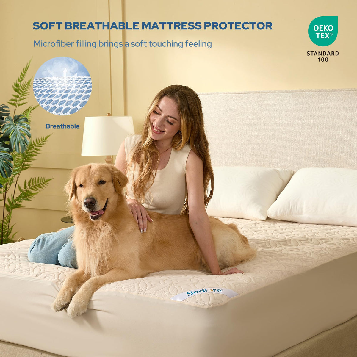 BEDLORE protector feels ultra-soft and breathable for restful, quiet nights.