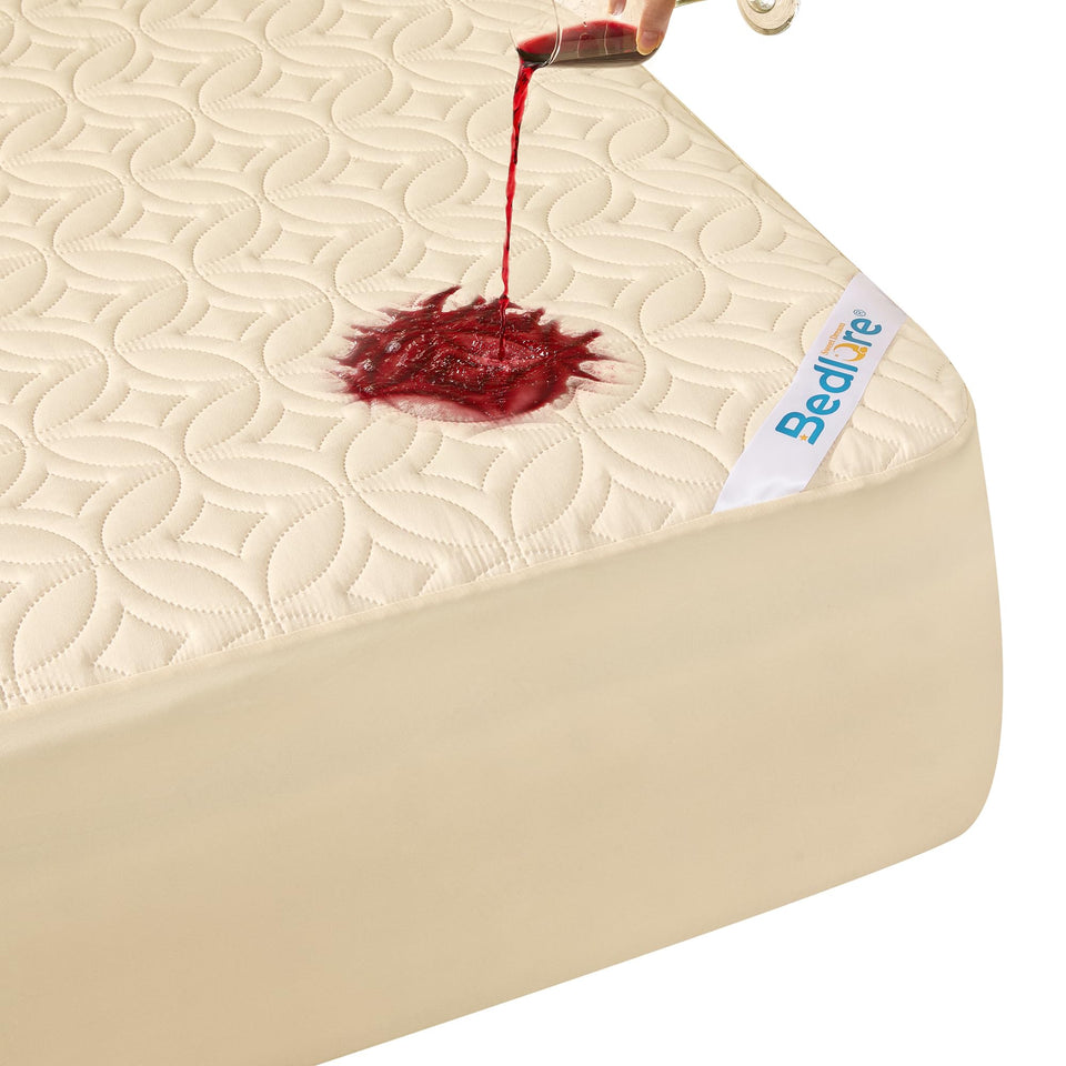 BEDLORE waterproof mattress protector queen with quilted design for spill protection
