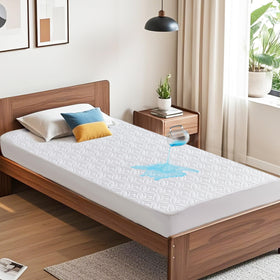 BEDLORE quilted-design image shows even support and temperature regulation for comfort