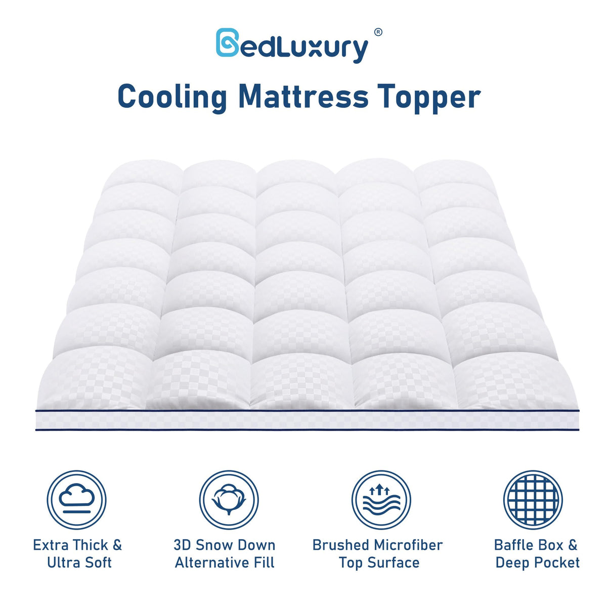 BedLuxury 3D snow down alternative fill enhances loft and breathable warmth.