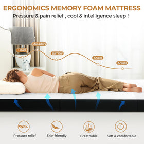 Bedsmile 4-Inch Tri-Fold Mattress folded-compact demonstrates easy portability and storage