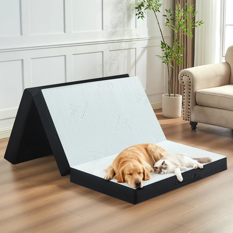 Bedsmile 4-Inch Tri-Fold Mattress twin cover shows breathable bamboo blend for cooler nights