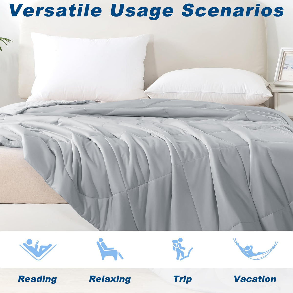 Bedsmile lightweight all season blanket shown draped for warm nights