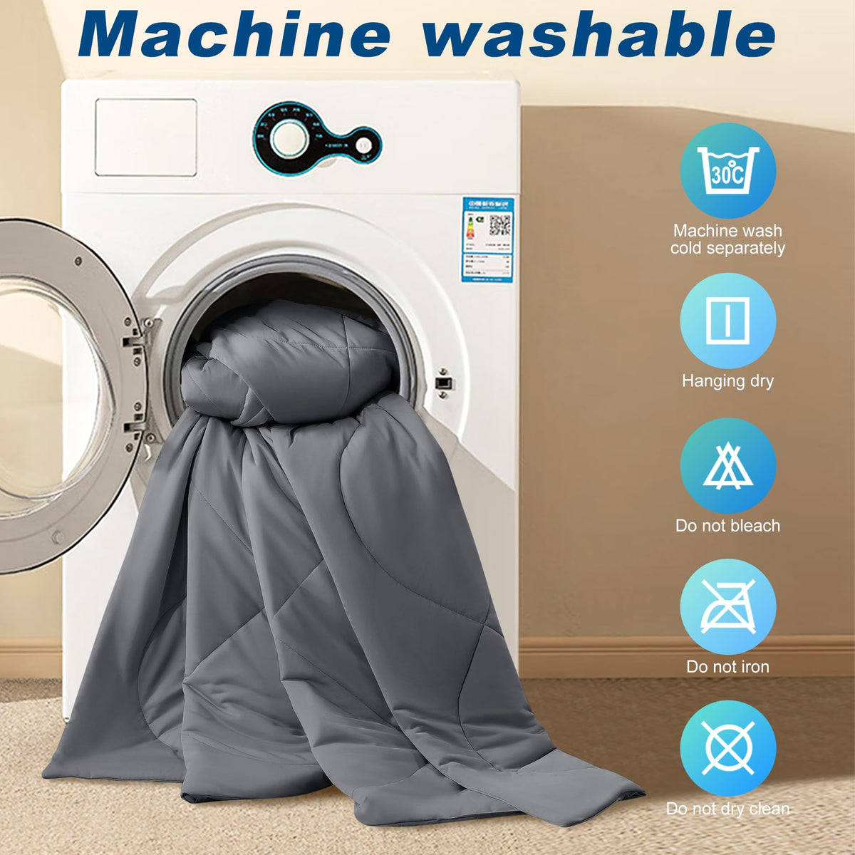 Bedsmile cooling comforter care instructions for cold washing and air drying