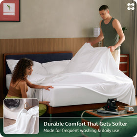 Bedsure stay-put 360-degree elastic band shown on mattress edge.