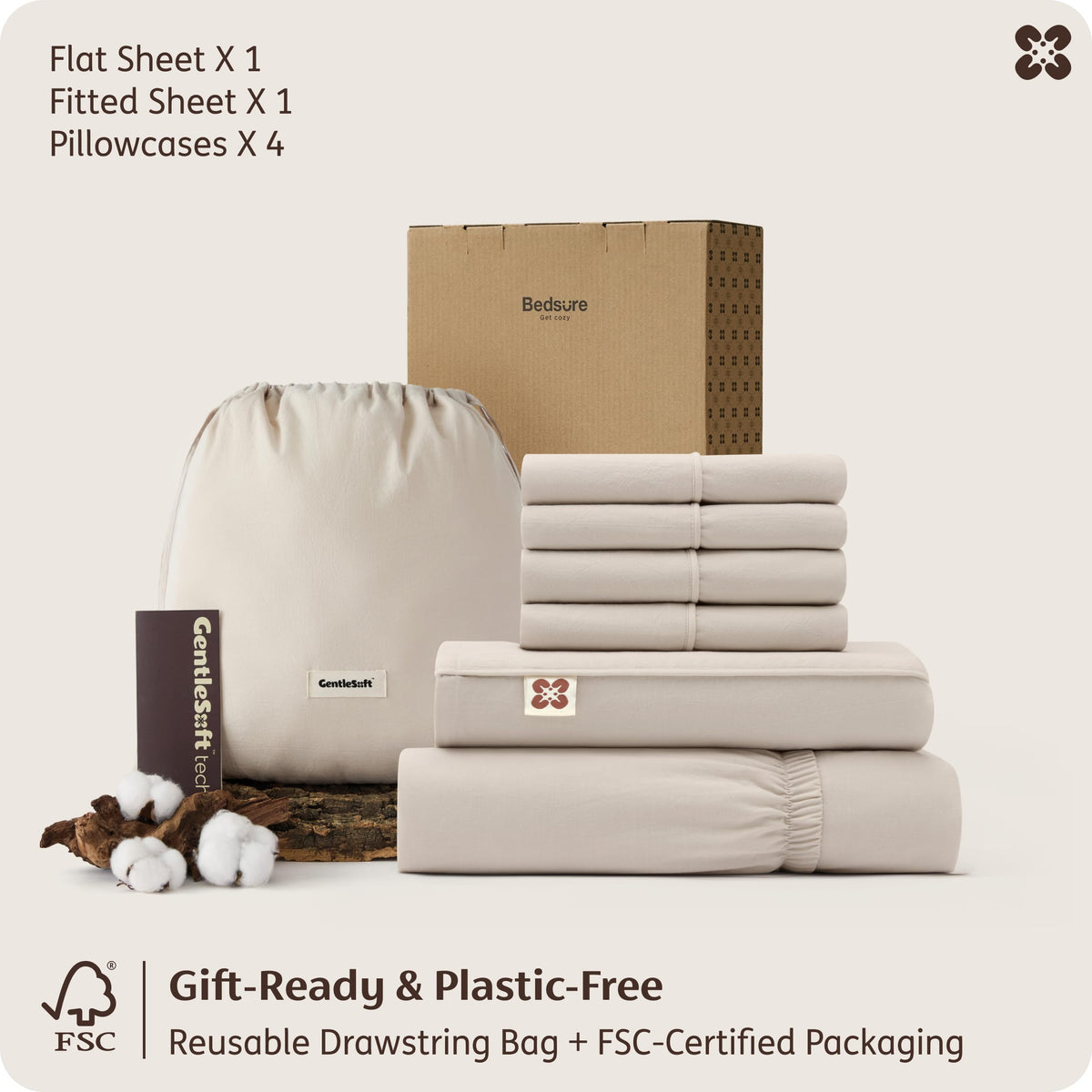 Bedsure 6-piece queen set includes a storage bag for organization.