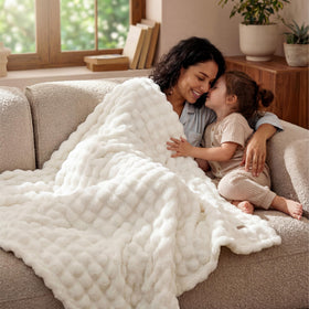Bedsure bubble blanket in cozy living space provides practical comfort.