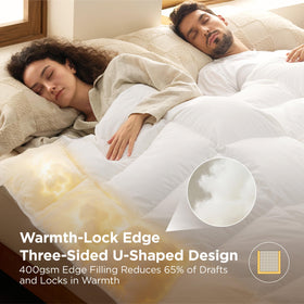 Bedsure duvet with eight corner tabs and piping keeps the cover in place.