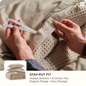 Bedsure duvet cover features 8 corner ties to keep the insert secure.
