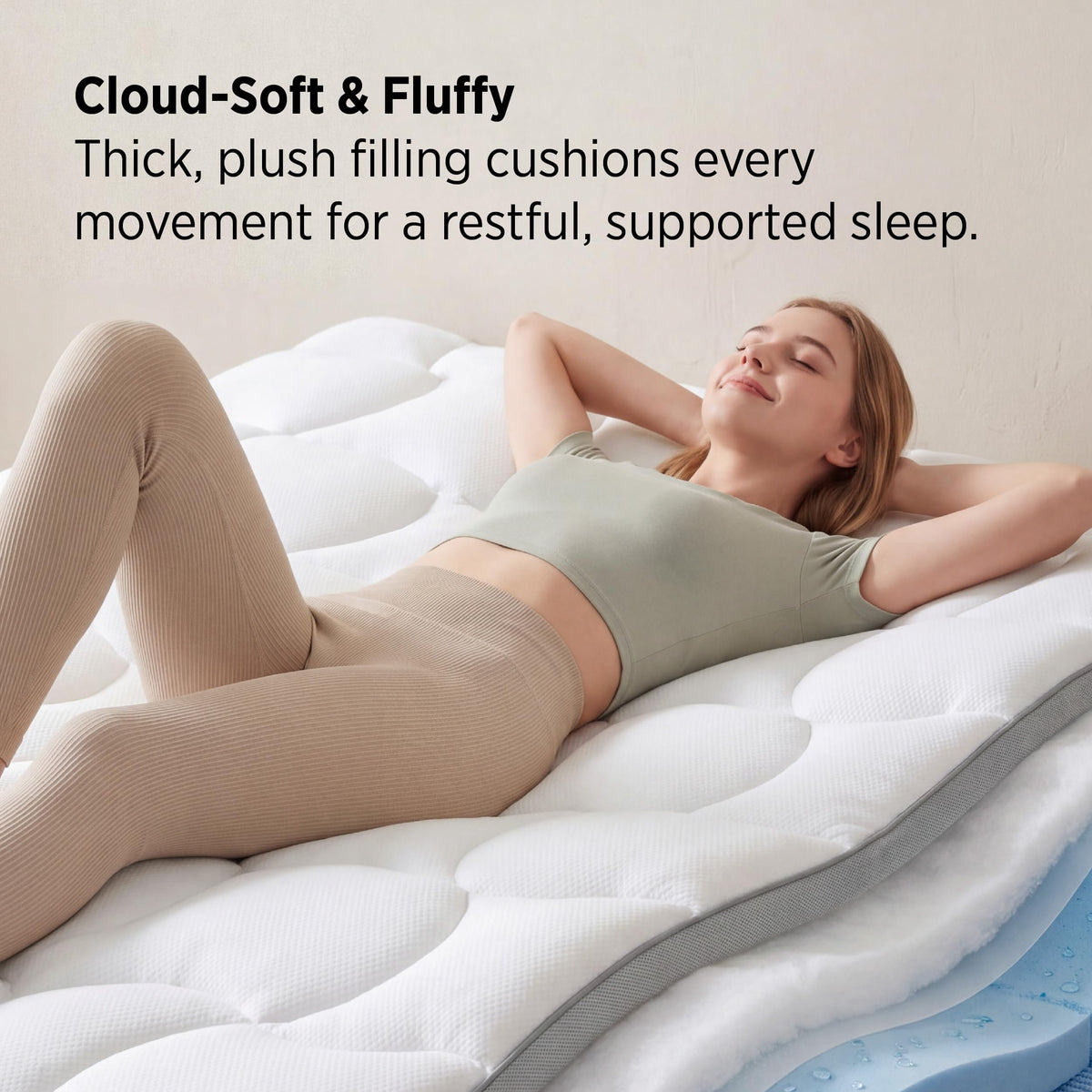 Bedsure 800 GSM fill delivers plush support and lasting comfort.