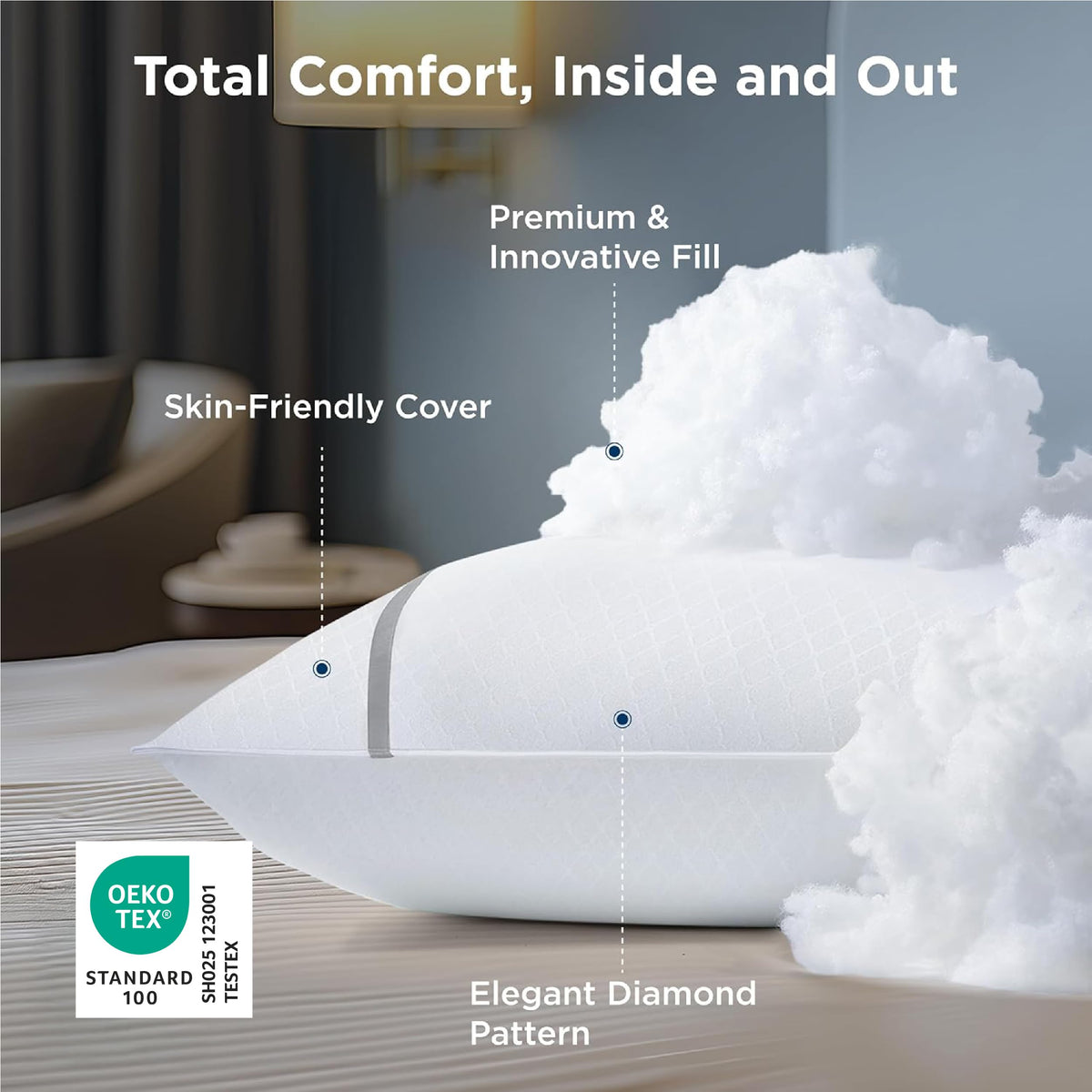 Bedsure pillow with breathable air-weave cover keeps you cool during sleep.