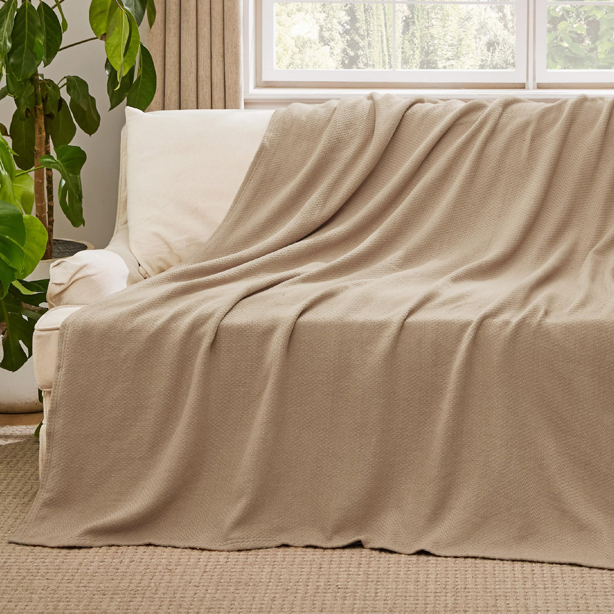 Bedsure all-season blanket styled in a living room setting