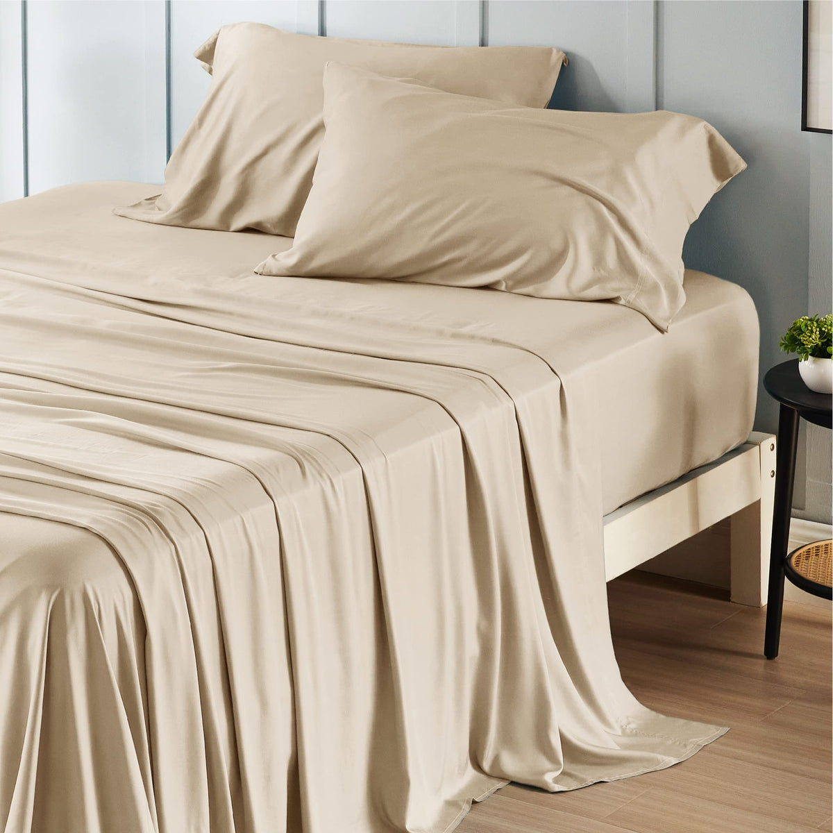 Bedsure bamboo cooling full sheet set for breathable comfort all night.