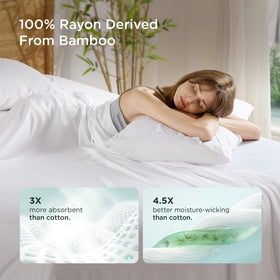 Bedsure bamboo rayon white pillowcase with silky touch for hair care.