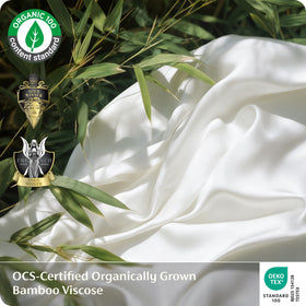 Bedsure bamboo sheets fabric close-up reveals silky soft sateen finish.