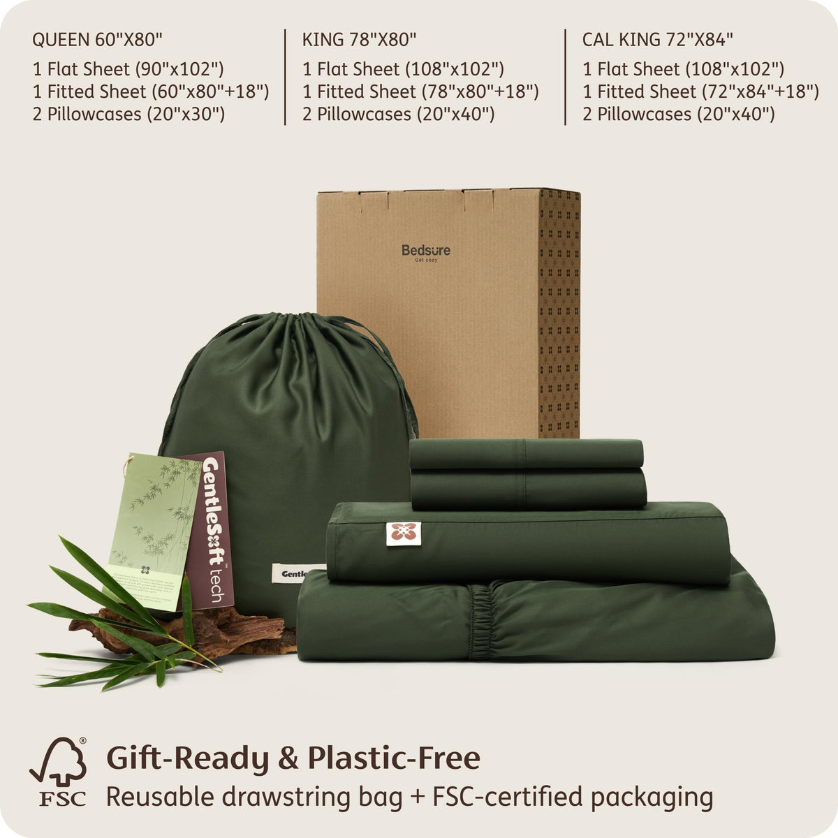 Bedsure bamboo sheets olive green care instructions for easy washing.