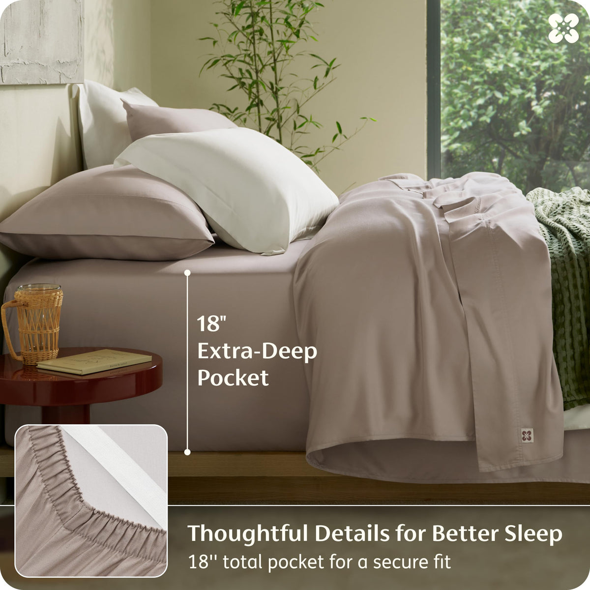 Bedsure bamboo sheets pillowcases with envelope closures keep inserts in place