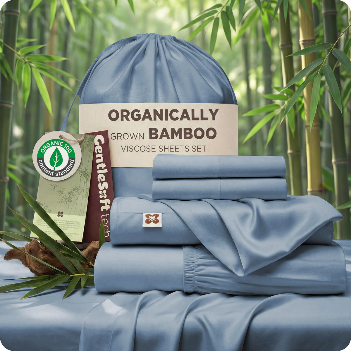 Bedsure bamboo viscose queen sheet set packaging using FSC materials for sustainability