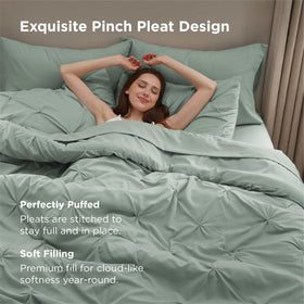 Bedsure bed-in-a-bag 7-piece sage-green set ready to outfit a bed