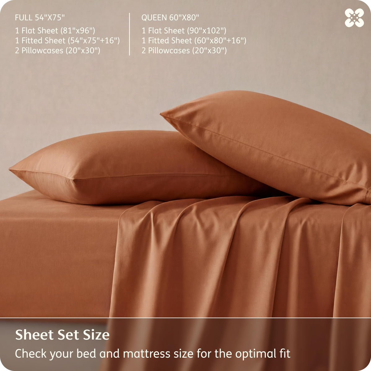 Bedsure bed scene with burnt-orange sheets highlights hotel-like style.