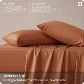 Bedsure bed scene with burnt-orange sheets highlights hotel-like style.