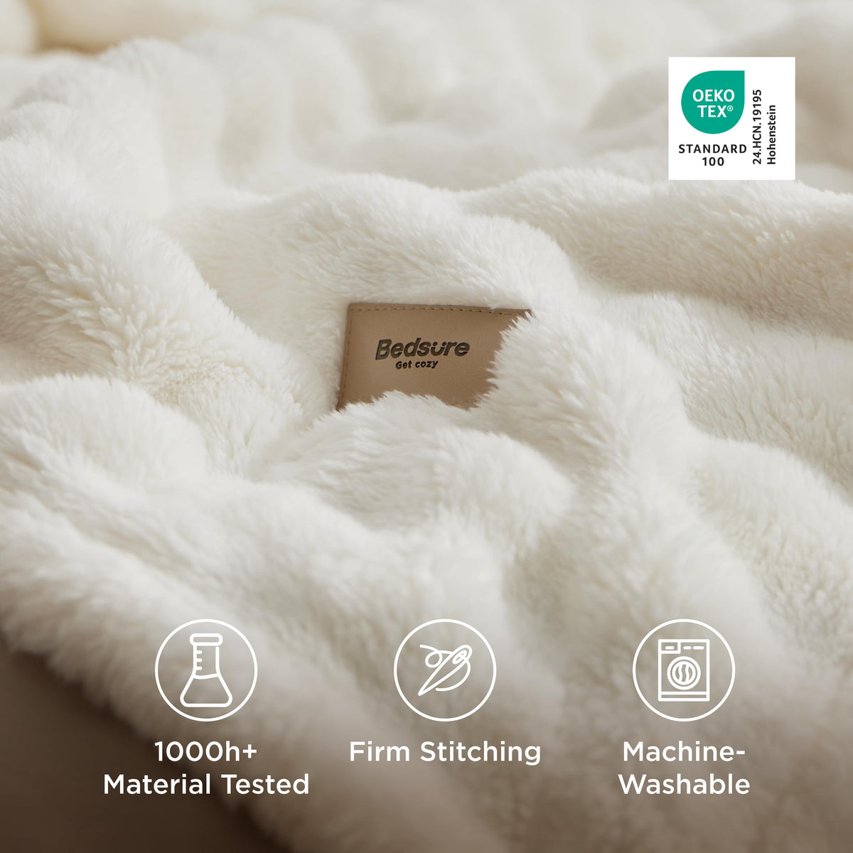 Bedsure lightweight throw draped at bed foot adds texture and style.