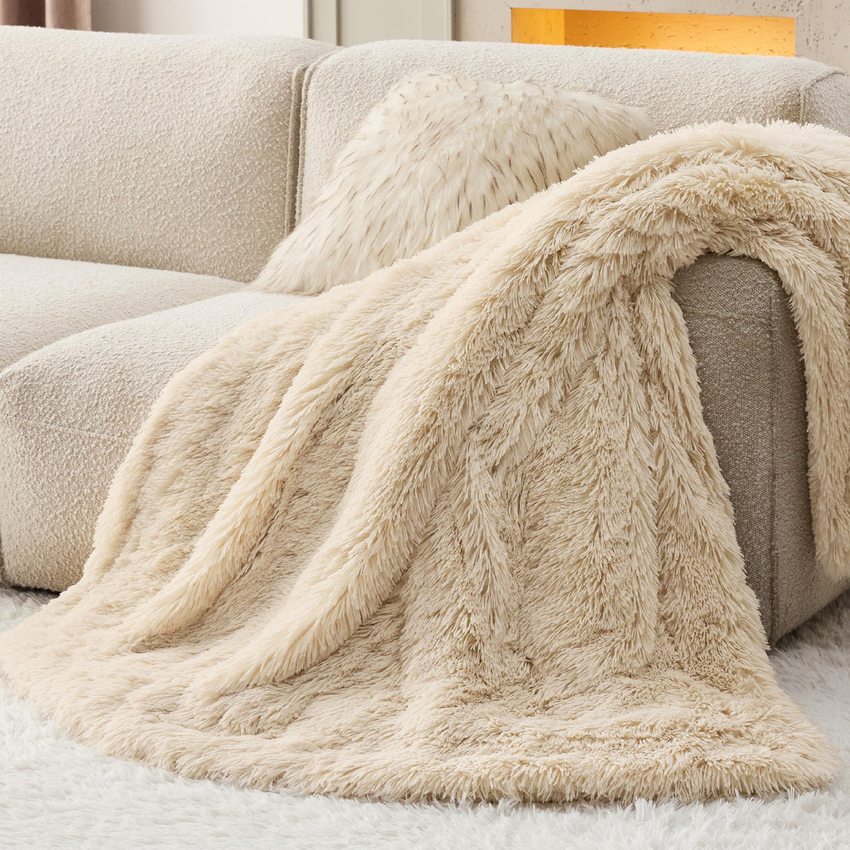 Bedsure bedroom decor throw adds texture and warmth.