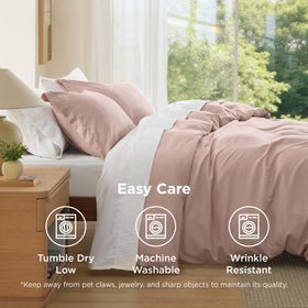 Bedsure bedroom styling with dusty rose duvet cover for modern spaces