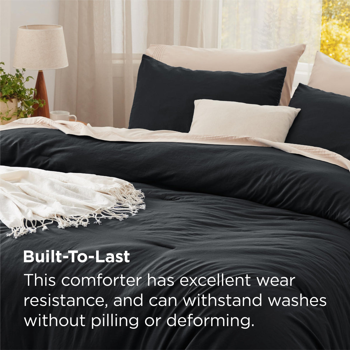 Elegant bedroom setup featuring Bedsure reverse color detail
