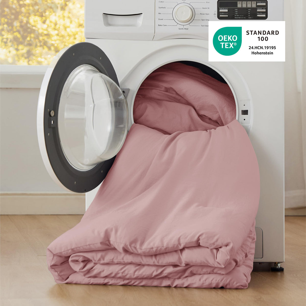 Bedsure bedroom setup with queen comforter pink for all-season style