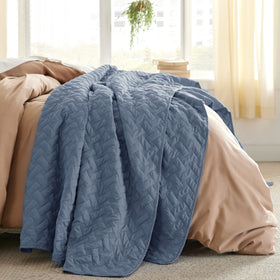 Versatile bedspread draped on a bed for a chic look.