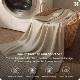 Bedsure beige bedroom setup shows breathable bedding for calm, comfortable nights