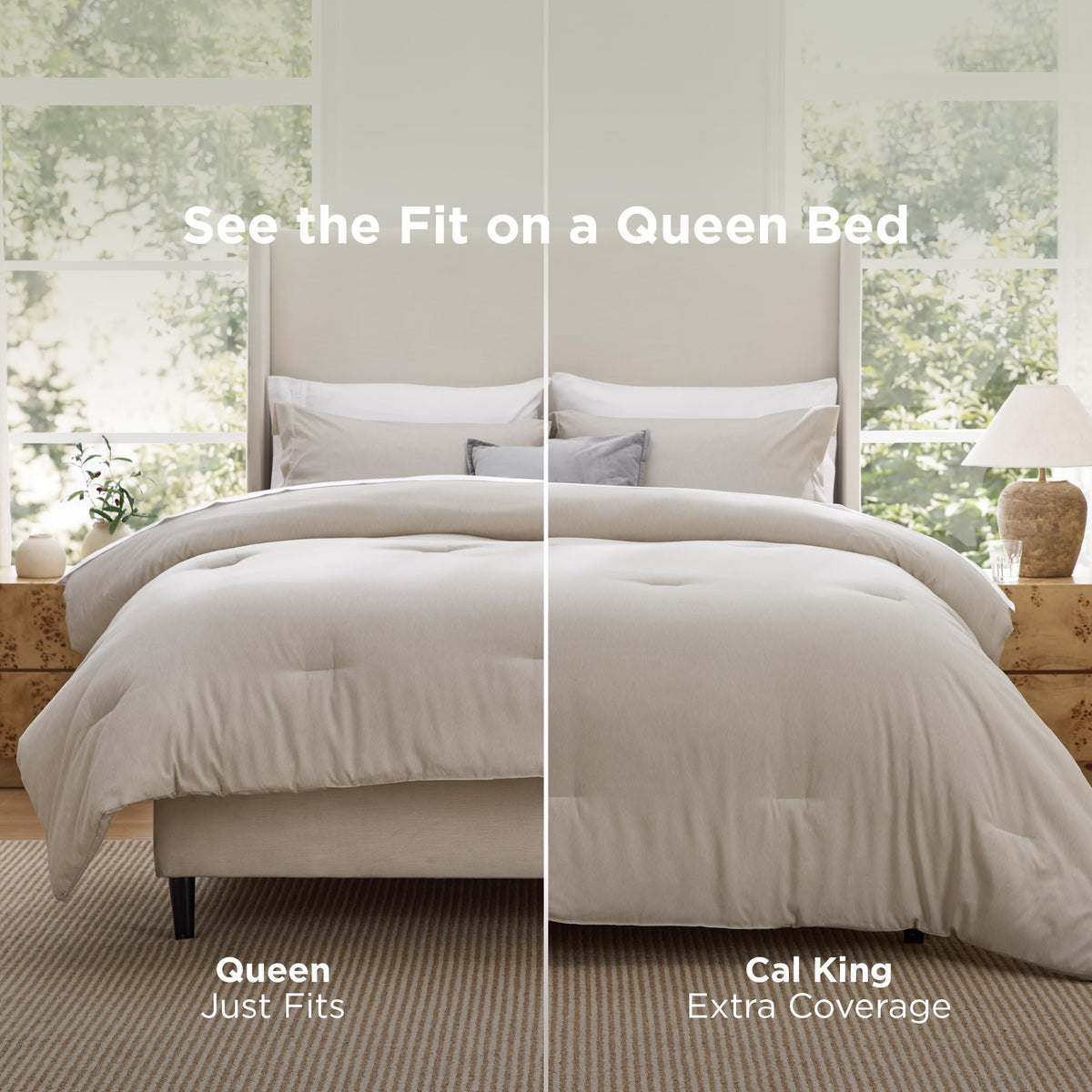 Bedsure beige comforter is machine washable for busy households