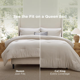 Bedsure beige comforter is machine washable for busy households