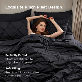 Bedsure pinch-pleat geometric design adds elegant texture to bedding