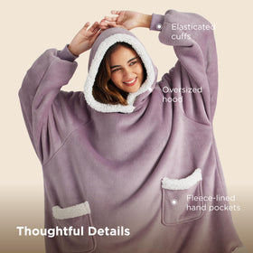 Bedsure Blanket Hoodie lavender color swatches show soothing shade.