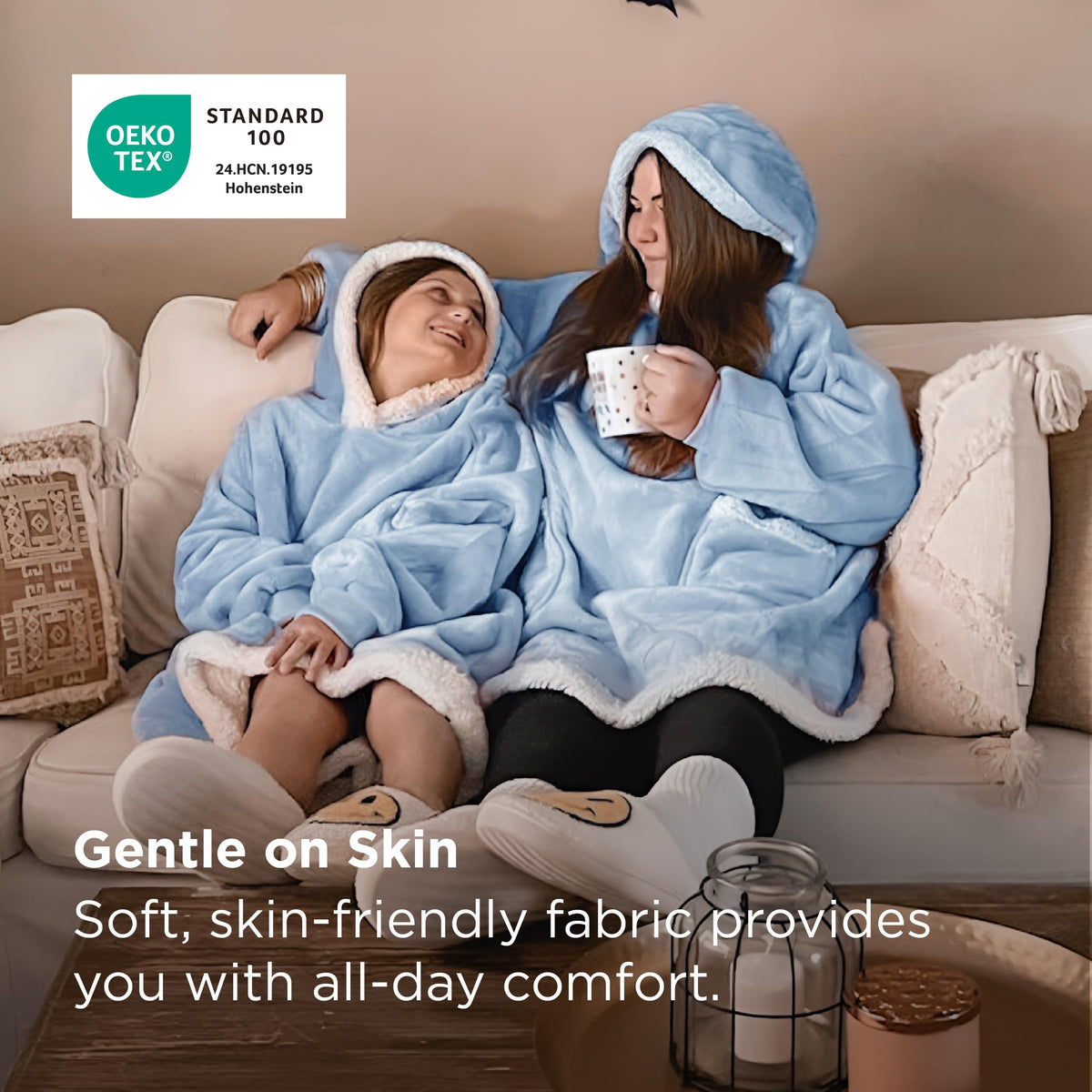 Bedsure blanket hoodie deep side pockets store essentials or warm hands