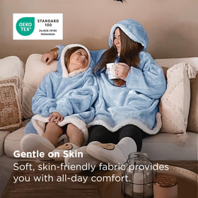 Bedsure blanket hoodie deep side pockets store essentials or warm hands
