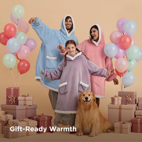 Bedsure blanket hoodie deep side pockets for warmth and small-item storage