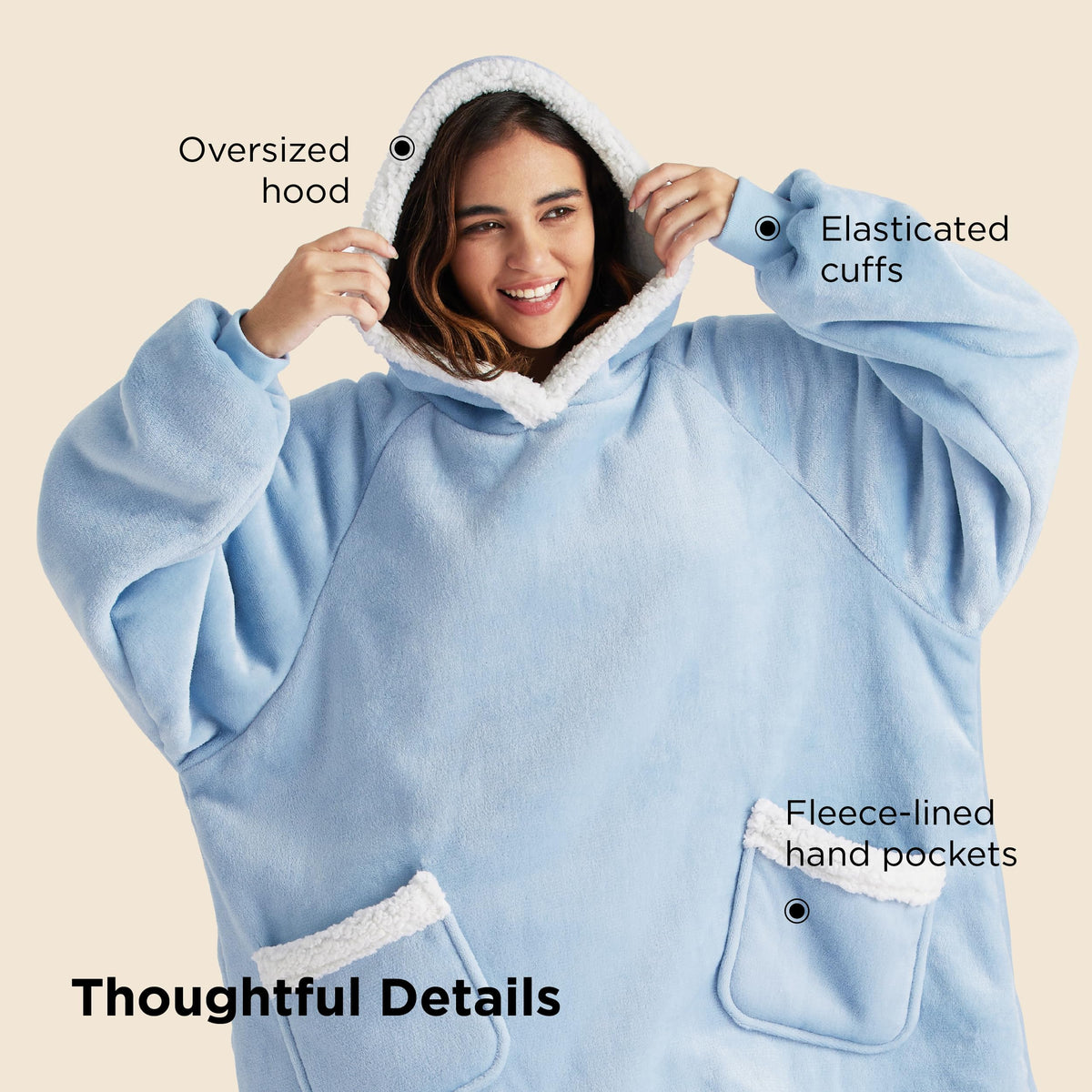Bedsure blanket hoodie machine-washable fabric stays soft