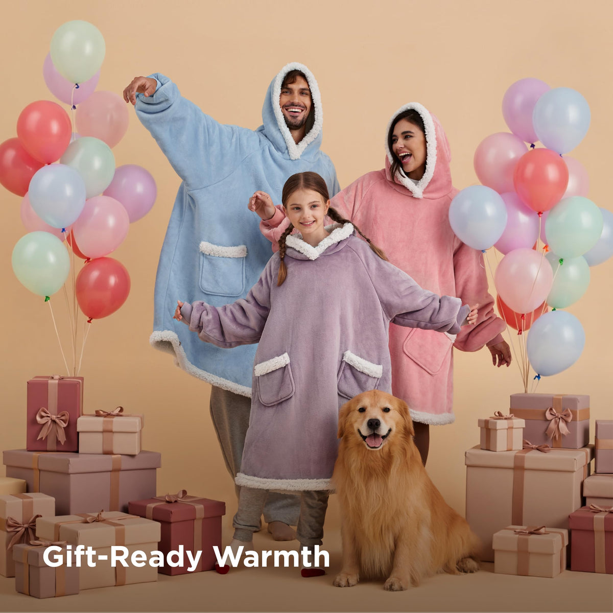 Bedsure blanket hoodie with ribbed cuffs to seal out drafts and keep warmth in.